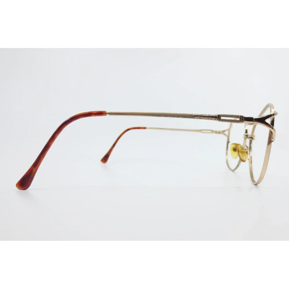 Vintage Gold Tortoise Oval Eyeglass Frames 454 CE 54-16-135 Retro Style